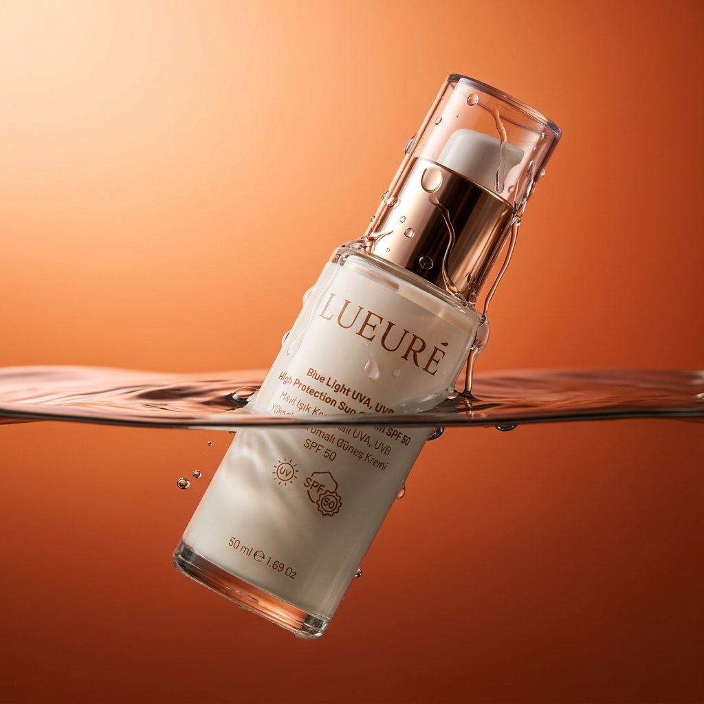 Lueuré SPF 50+ güneş kremi suda — cilt lekelerine karşı koruma